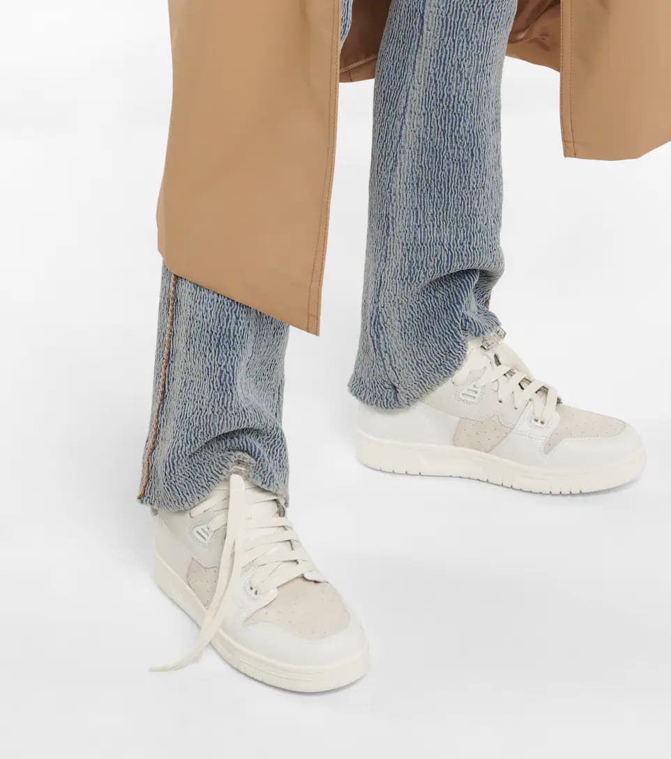 Acne Studios Suede-panel leather high-top sneakers