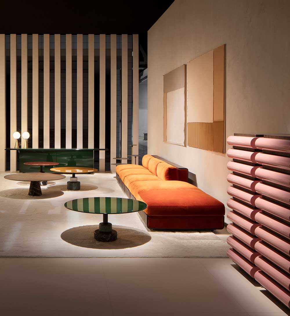 Acerbis’ setting at Milan Salone del Mobile 2022, with the Storet chest of drawers by Nanda Vigo, reloaded. Photo by Thomas Pagani, courtesy of Acerbis