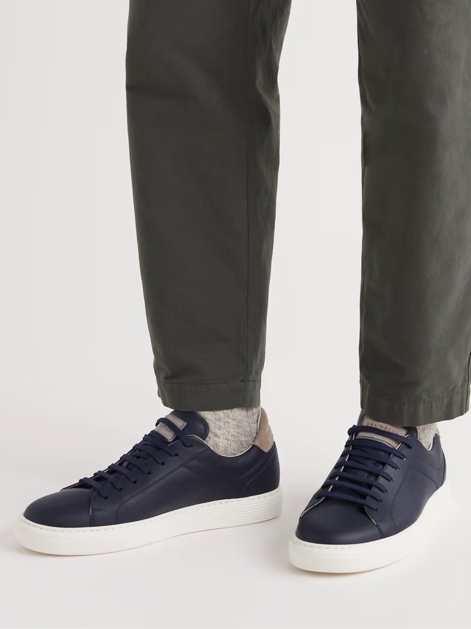 Brunello Cucinelli Suede-Trimmed Leather Sneakers - The best designer sneakers for men for this season