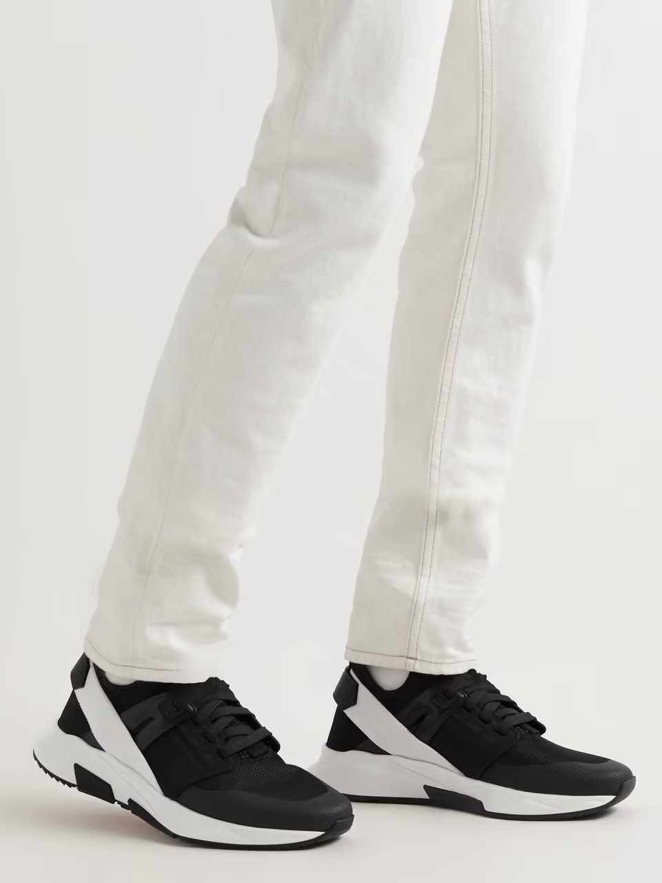 Tom Ford Jago Neoprene, Suede, and Leather Sneakers