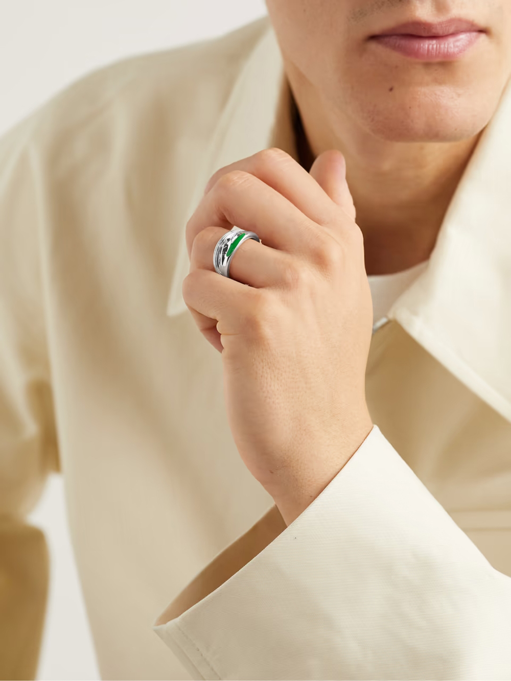 Bottega Veneta Silver Enamel Ring