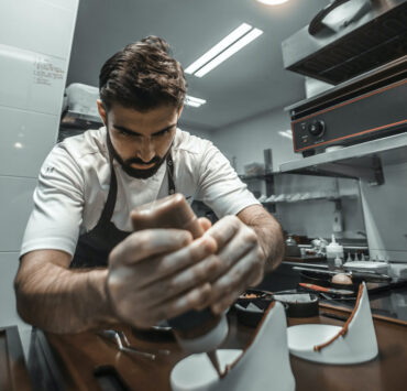 Alejandro Serrano preparing meal