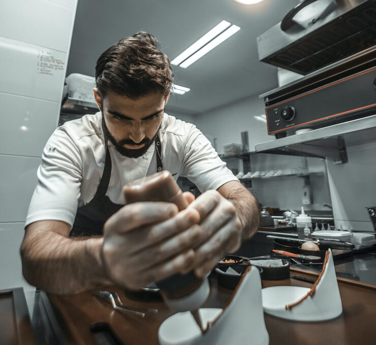 Alejandro Serrano preparing meal