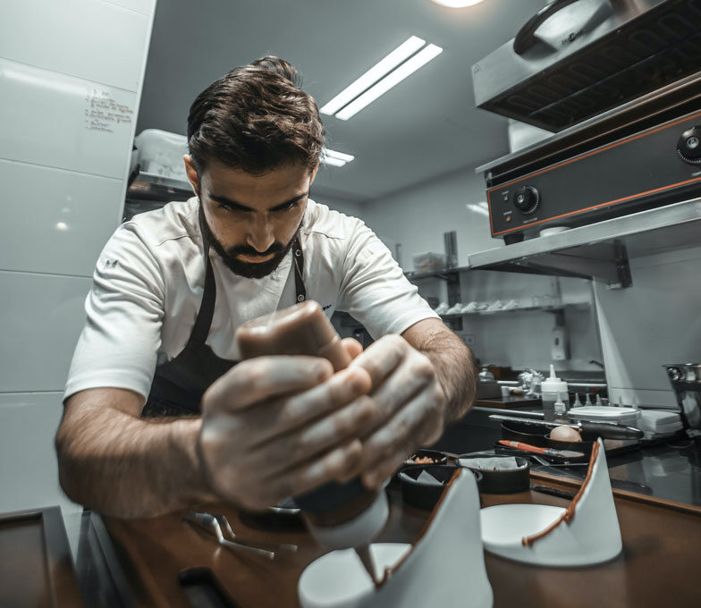 Alejandro Serrano preparing meal