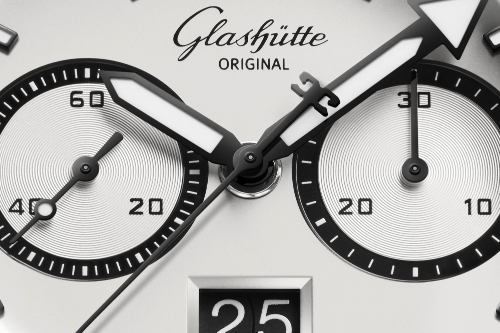 Il quadrante del Glashutte Original SeaQ Chronograph Silver Screen