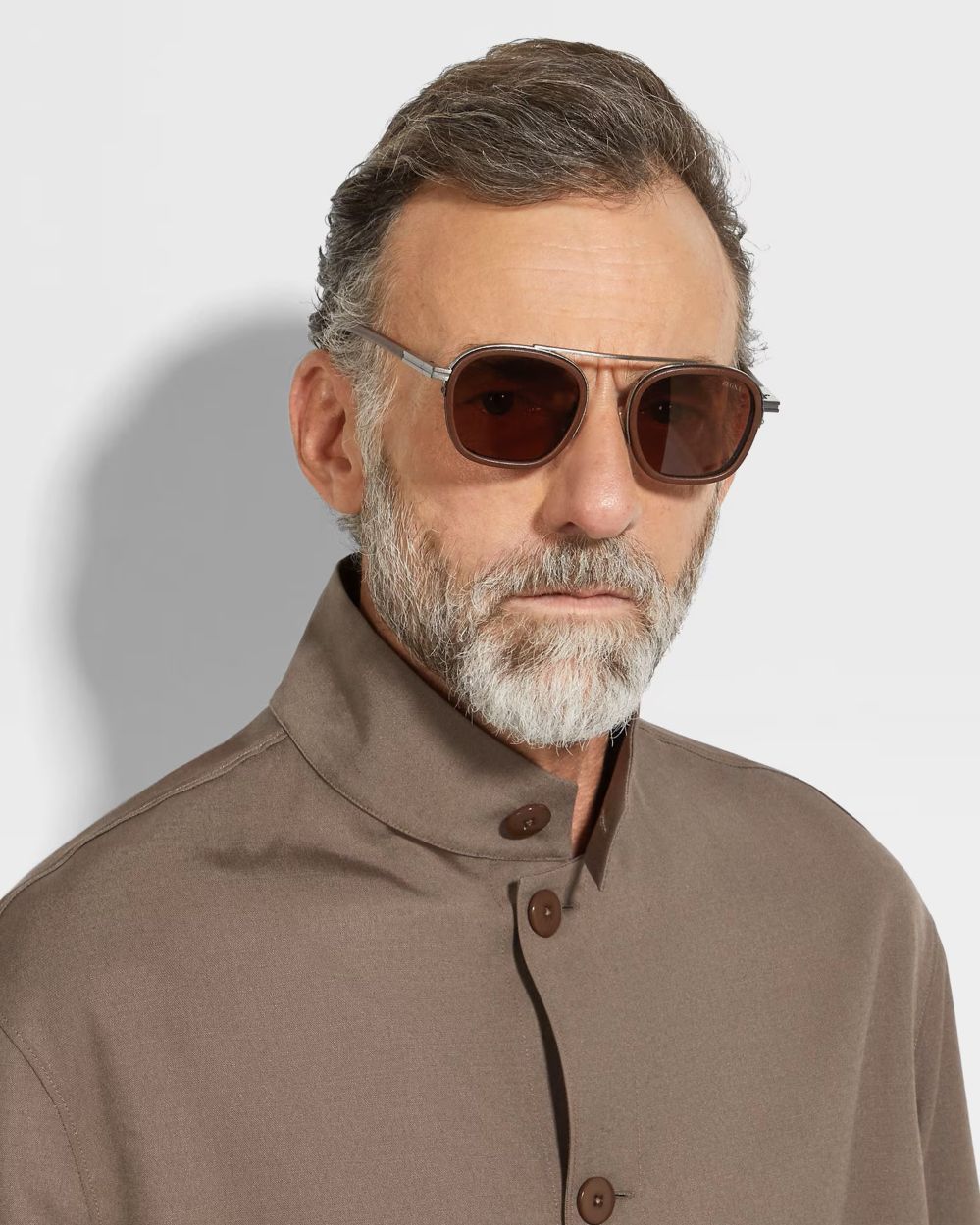 Zegna-Dark-Brown-Orizzonte-I-Metal-Acetate-and-Leather-Sunglasses